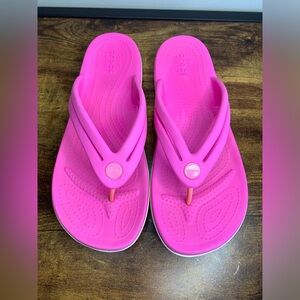 CROCS crocband candy pink flip sandals 9